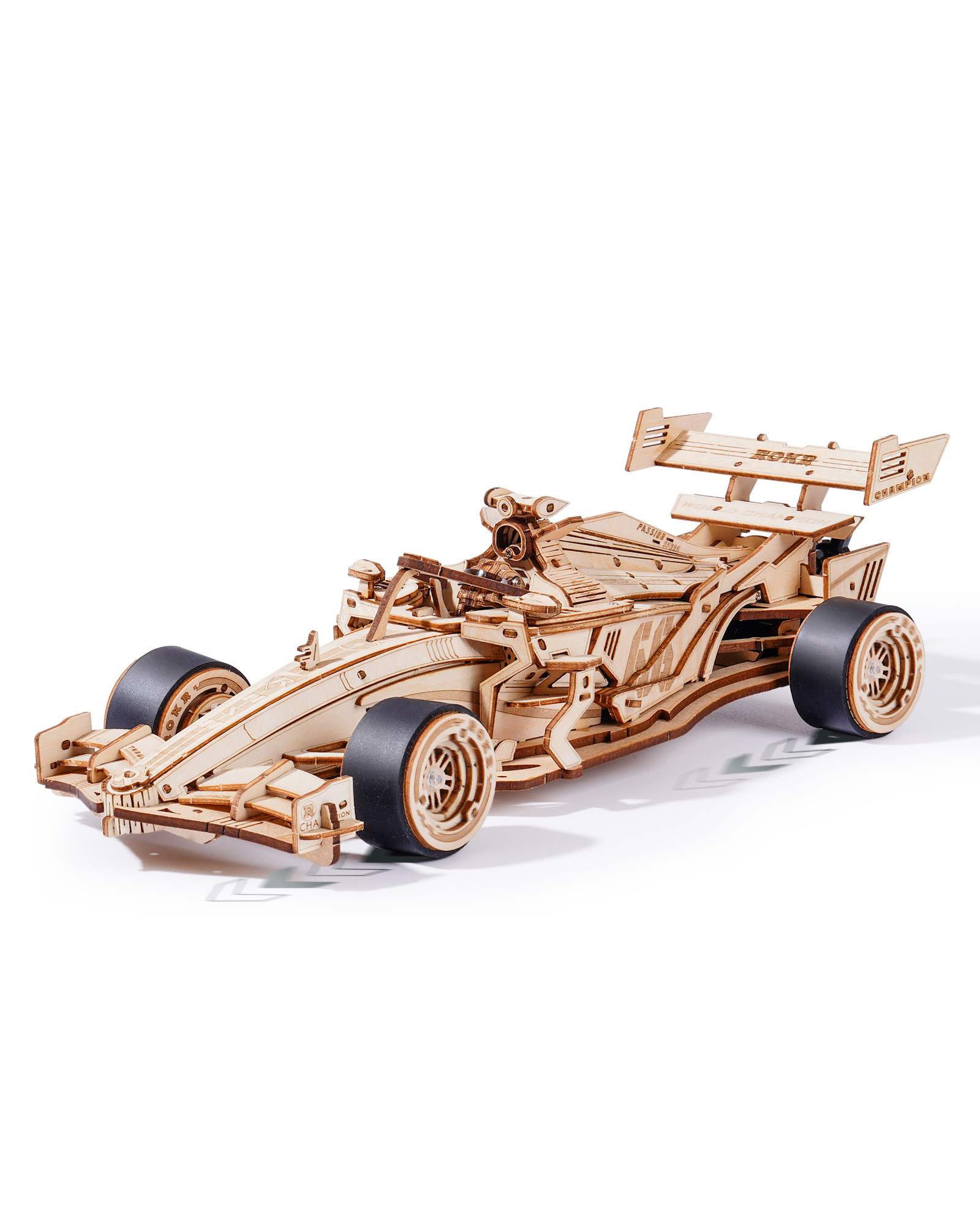 ROBOTIME 3D Wooden Puzzle Racing Car Model Kits With Mechanical Roaring Engine - Image 9