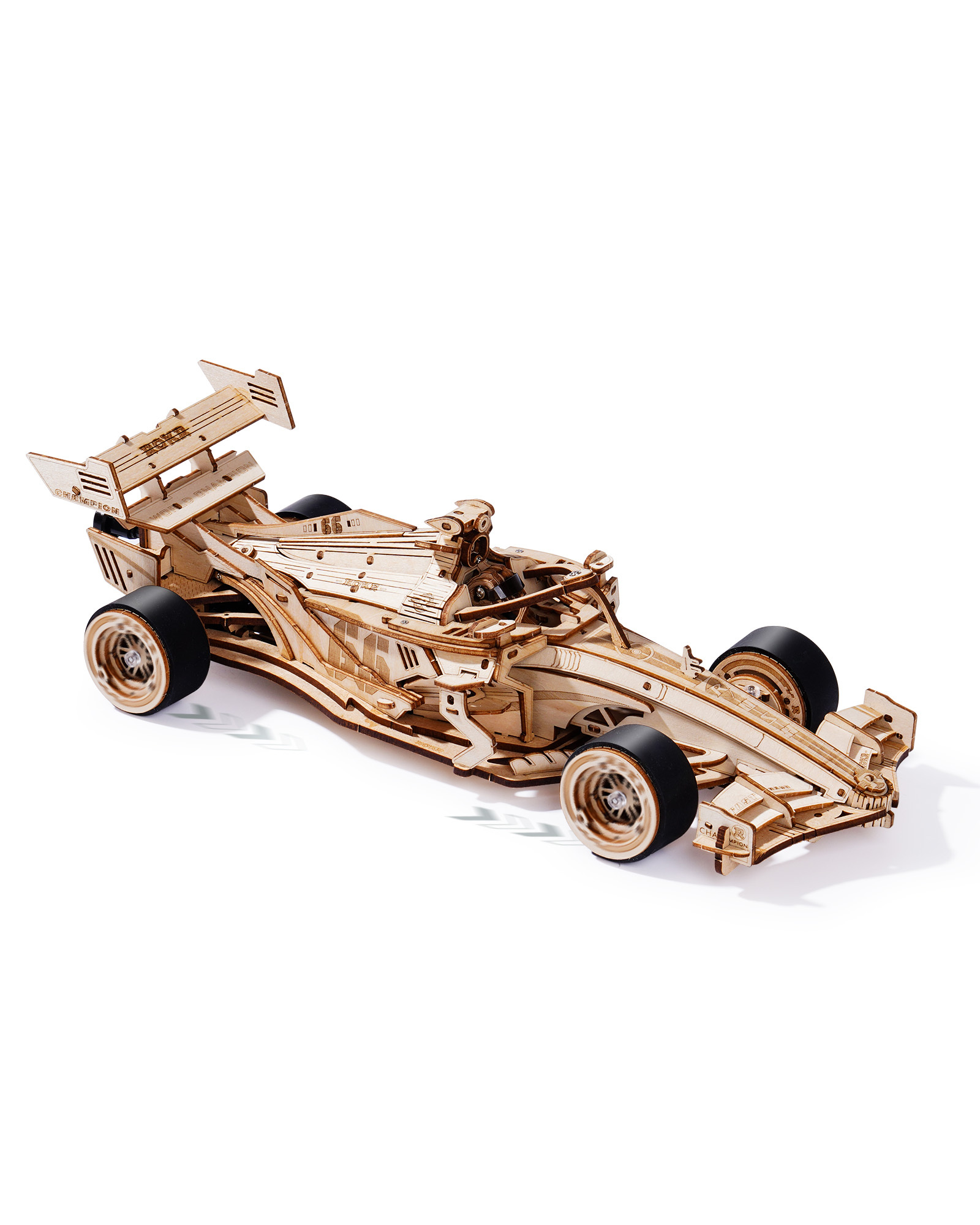 ROBOTIME 3D Wooden Puzzle Racing Car Model Kits With Mechanical Roaring Engine - Image 6