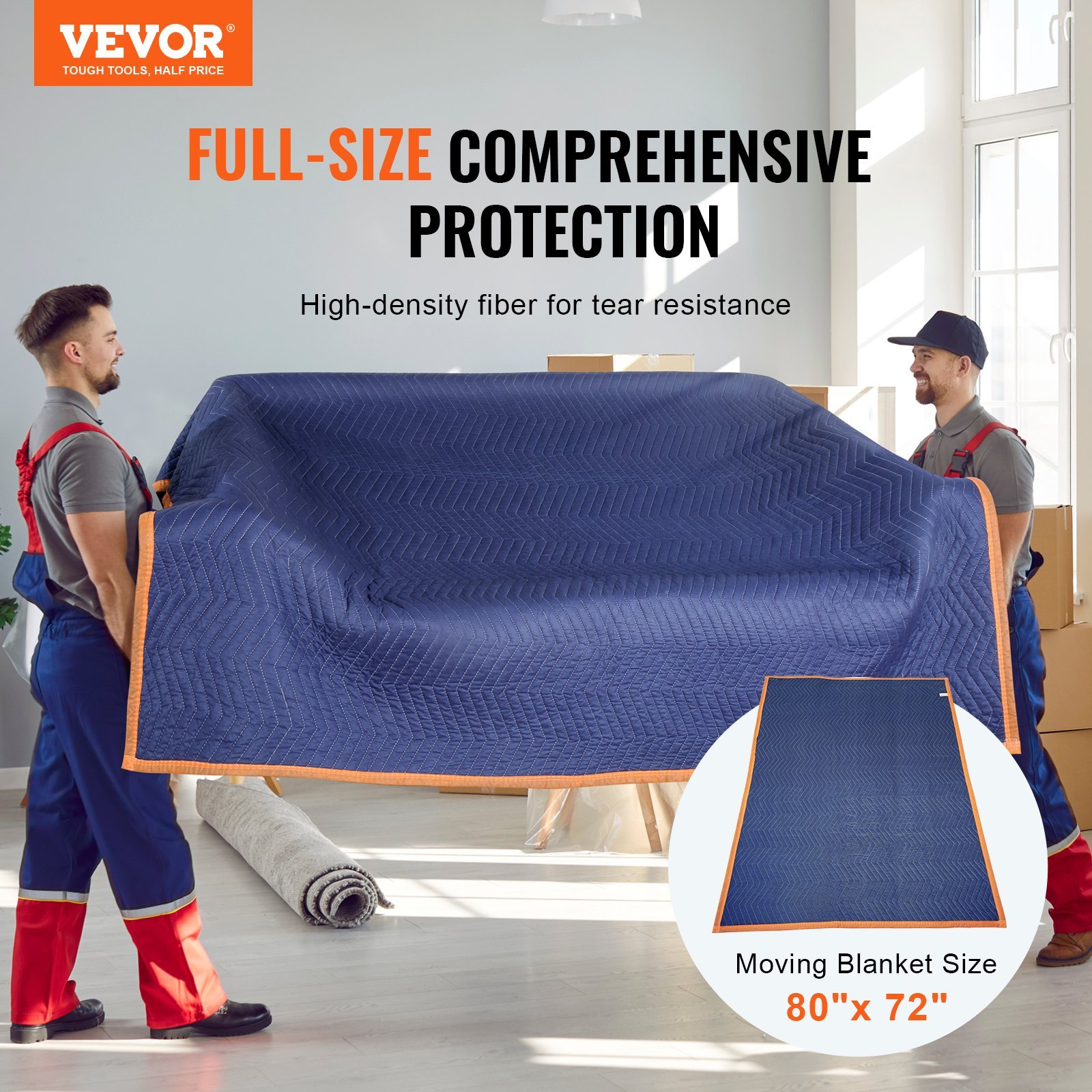 Moving Blankets, 203.2 X 182.9 Cm, 15.9 Kg/dz Weight, 12 Packs, Professional Non-Woven Recycled Cotton Packing Blanket, Heavy Duty Mover Pads For Protecting Furniture - Image 2