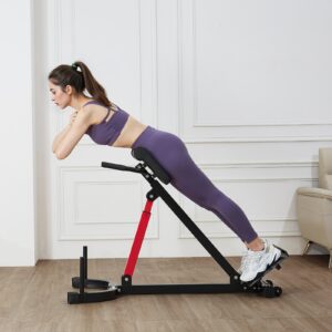 Roman Chair Hyperextension Bench, 350 Lbs Adjustable Extension Machine, Multi-Function Exercise Equipment For Glute, Hamstring, Lower Back, And Ab Workout, Fitness Weight Bench For Home Gym