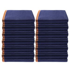 Moving Blankets, 203.2 X 182.9 Cm, 15.9 Kg/dz Weight, 12 Packs, Professional Non-Woven Recycled Cotton Packing Blanket, Heavy Duty Mover Pads For Protecting Furniture