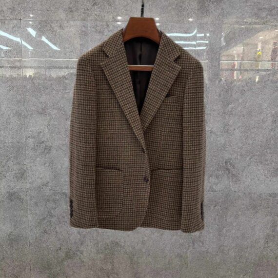 Men's Versatile Classic Plaid Wool Suit Jacket For Commuting