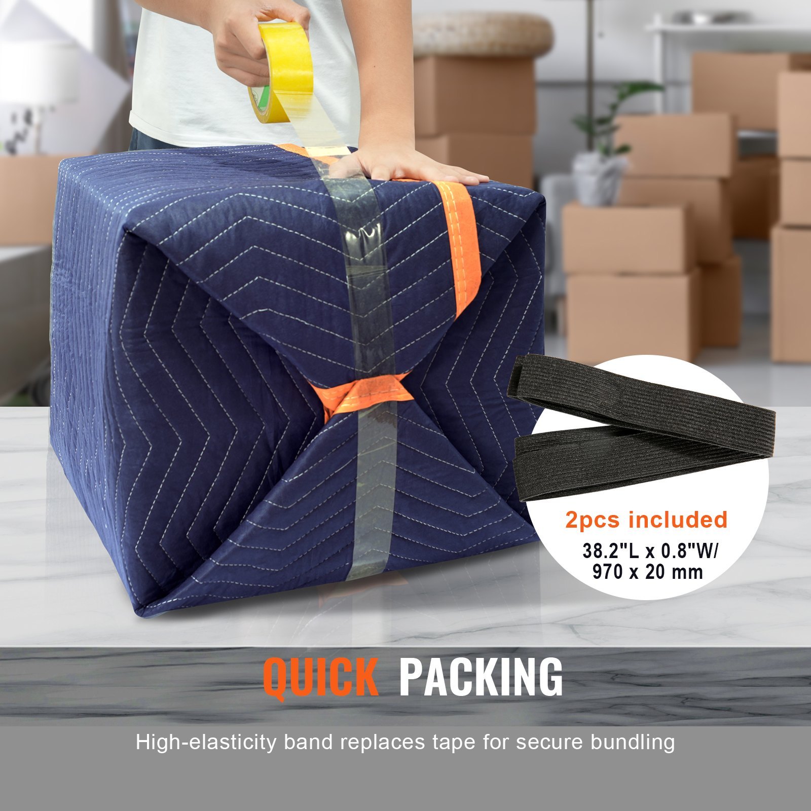 Moving Blankets, 203.2 X 182.9 Cm, 15.9 Kg/dz Weight, 12 Packs, Professional Non-Woven Recycled Cotton Packing Blanket, Heavy Duty Mover Pads For Protecting Furniture - Image 3