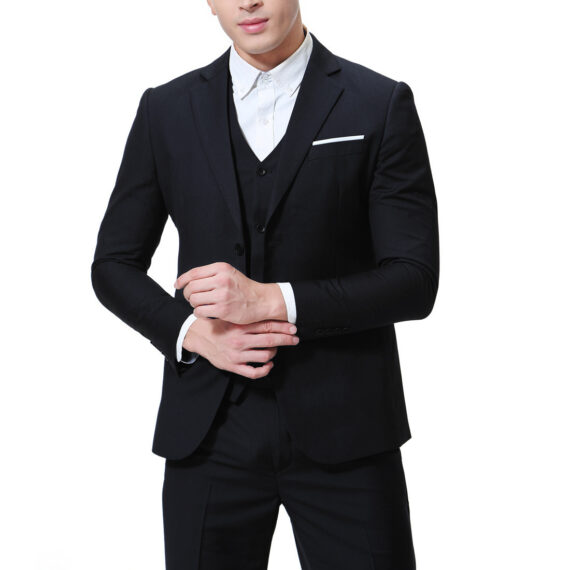 Men's Solid Color Casual Business Casual Three-Piece Suit