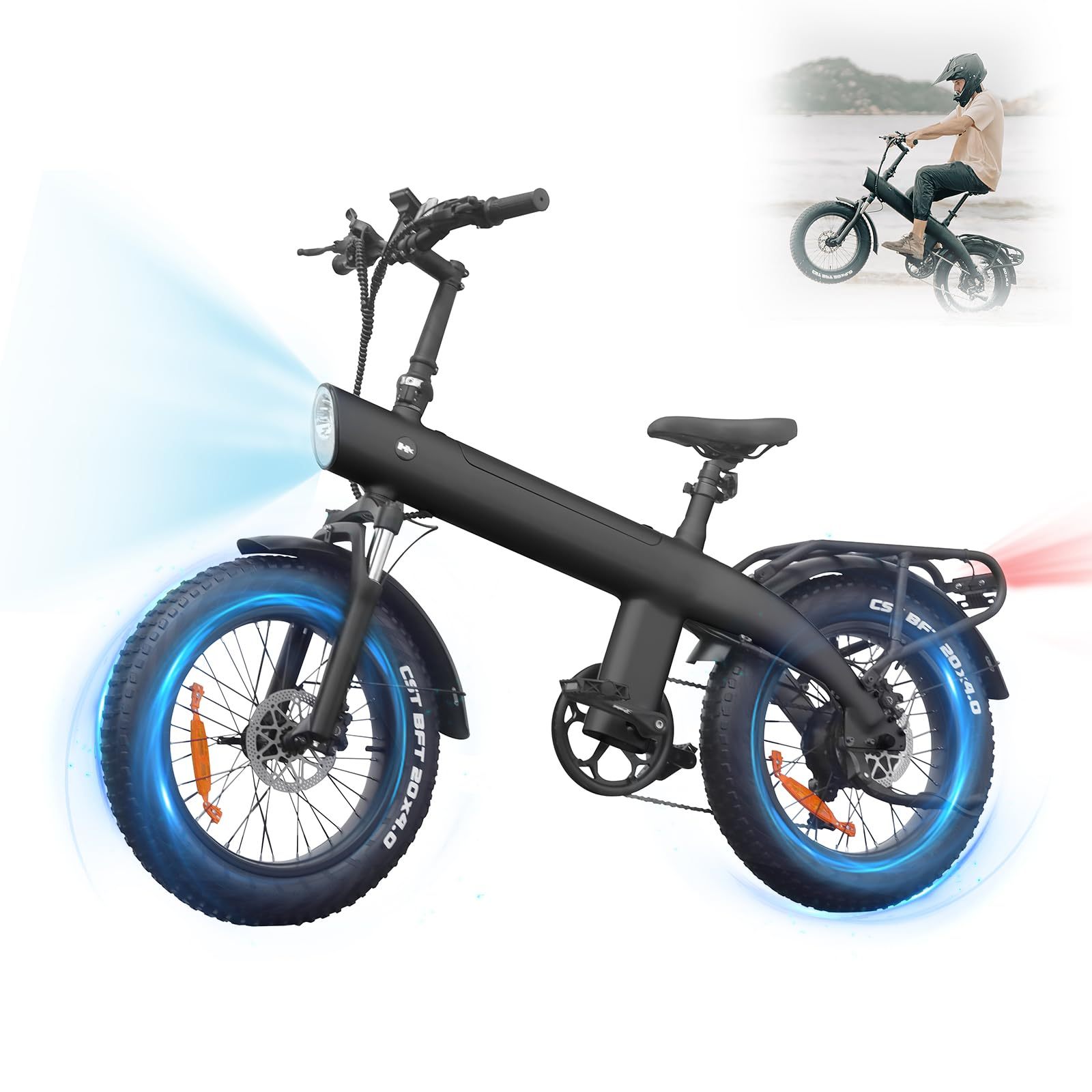 HX Q3 Electric Dirt Bike For Adults,2000W Powerful Motor E Bikes 7-Speed Disc Brake,31 MPH&60 Miles Range,20x4 Fat Tire,48V 20Ah Removable Battery,Front Suspension E Bike,LCD Display - Image 3
