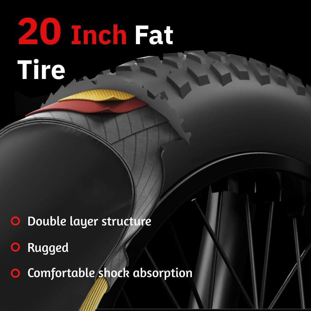 HX Q3 Electric Dirt Bike For Adults,2000W Powerful Motor E Bikes 7-Speed Disc Brake,31 MPH&60 Miles Range,20x4 Fat Tire,48V 20Ah Removable Battery,Front Suspension E Bike,LCD Display - Image 9