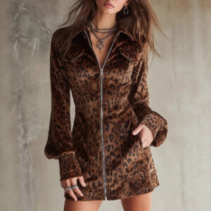 Women's Fashion Long Sleeve Zip Dress